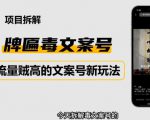 2023抖音快手毒文案新玩法,牌匾文案号,起号快易变现-则成副业项目资源站