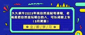 久久疯牛2023年纯自然流起号课程，老杨是把自然流玩明白的人，可以闭眼上车（3月更新）-则成副业项目资源站