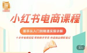 小红书电商新手入门到精通实操课,从入门到精通做爆款笔记,开店运营-则成副业项目资源站