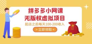 黄岛主·拼多多小网课无版权虚拟项目分享课：起店之后每天100-200收入-则成副业项目资源站