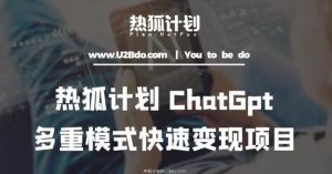 热狐计划：王大陆ChatGpt多重变现实操课，多种模式快速变现-则成副业项目资源站