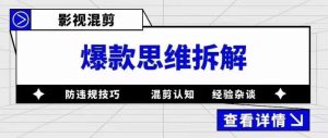 影视混剪爆款思维拆解，从混剪认知到0粉丝小号案例，讲防违规技巧，混剪遇到的问题如何解决等-则成副业项目资源站