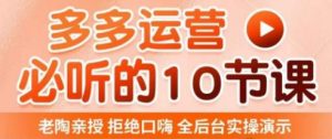 老陶电商·拼多多运营必听10节课，拒绝口嗨，全后台实操演示，花的少，赚得多，爆款更简单-则成副业项目资源站