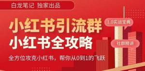 【白龙笔记】价值980元的《小红书运营和引流课》，日引100高质量粉-则成副业项目资源站