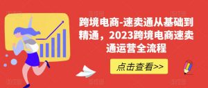 跨境电商-速卖通从基础到精通,2023跨境电商速卖通运营全流程-则成副业项目资源站