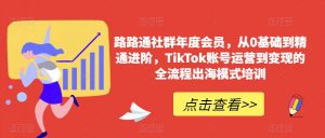 路路通社群年度会员,从0基础到精通进阶,TikTok账号运营到变现的全流程出海模式培训-则成副业项目资源站