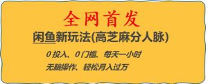 闲鱼新玩法(高芝麻分人脉)0投入0门槛,每天一小时,轻松月入过万【揭秘】-则成副业项目资源站