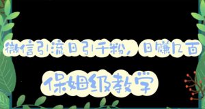微信互推圈半自动引流方案,矩阵操作日引千人思路【详细视频教程】-则成副业项目资源站