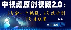 中视频原创视频2.0：3分钟一个视频，2天过计划，7天看效果【揭秘】-则成副业项目资源站
