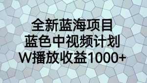 全新蓝海项目，蓝色中视频计划，1W播放量1000+【揭秘】-则成副业项目资源站