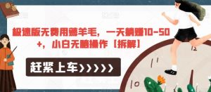 极速版无费用薅羊毛,一天躺赚10-50+,小白无脑操作【拆解】-则成副业项目资源站