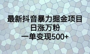 最新抖音暴力掘金项目,日涨万粉,一单变现500+【揭秘】-则成副业项目资源站