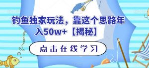 钓鱼独家玩法，靠这个思路年入50w+【揭秘】-则成副业项目资源站