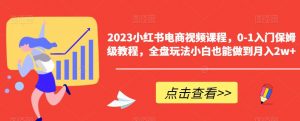 2023小红书电商视频课程,0-1入门保姆级教程,全盘玩法小白也能做到月入2w+-则成副业项目资源站
