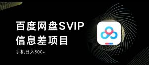 百度网盘SVIP信息差项目，0投入小白极速上手，手机稳定日入300+【揭秘】-则成副业项目资源站