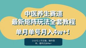 暴利赛道中医养生赛道最新矩阵玩法，单月单号月入4w+！【揭秘】-则成副业项目资源站