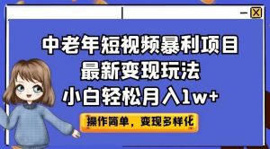 中老年短视频暴利项目最新变现玩法，小白轻松月入1w+【揭秘】-则成副业项目资源站
