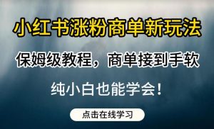 小红书涨粉商单新玩法,保姆级教程,商单接到手软,纯小白也能学会【揭秘】-则成副业项目资源站