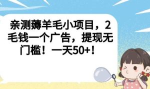 亲测薅羊毛小项目,2毛钱一个广告,提现无门槛!一天50+【揭秘】-则成副业项目资源站