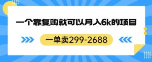 一单卖299-2688，一个靠复购就可以月入6k的暴利项目【揭秘】-则成副业项目资源站