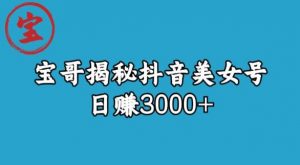 宝哥揭秘抖音美女号玩法,日赚3000+【揭秘】-则成副业项目资源站