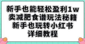 新手也能轻松盈利1w，卖减肥食谱玩法秘籍，新手也玩转小红书详细教程【揭秘】-则成副业项目资源站