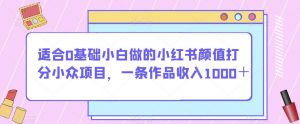 适合0基础小白做的小红书颜值打分小众项目,一条作品收入1000+【揭秘】-则成副业项目资源站