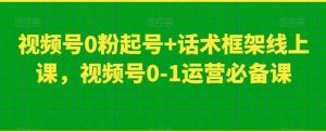 视频号0粉起号+话术框架线上课，视频号0-1运营必备课-则成副业项目资源站