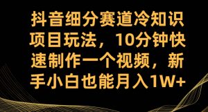 抖音细分赛道冷知识项目玩法，10分钟快速制作一个视频，新手小白也能月入1W+【揭秘】-则成副业项目资源站