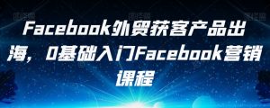 Facebook外贸获客产品出海,0基础入门Facebook营销课程-则成副业项目资源站