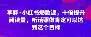李鲆·小红书爆款课，十倍提升阅读量，听话照做肯定可以达到这个目标-则成副业项目资源站