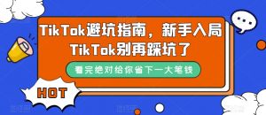 TikTok避坑指南，新手入局TikTok别再踩坑了-则成副业项目资源站