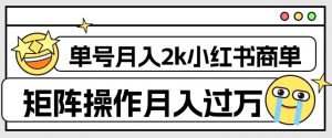 外面收费1980的小红书商单保姆级教程,单号月入2k,矩阵操作轻松月入过万-则成副业项目资源站