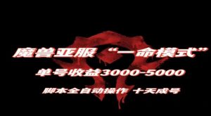 魔兽亚服一命模式，10天成号-单号3千-5千，脚本全自动操作，保姆级教学【揭秘】-则成副业项目资源站