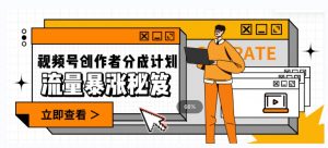 一条视频收益3000+，一条作品涨粉2000+，视频号流量爆炸·的秘籍-则成副业项目资源站