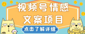 视频号情感文案项目，简单操作，新手小白轻松上手日入200+【揭秘】-则成副业项目资源站