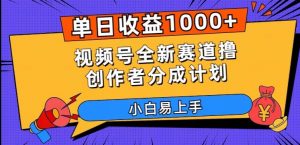 单日收益1000+，视频号全新赛道撸创作者分成计划，小白易上手【揭秘】-则成副业项目资源站