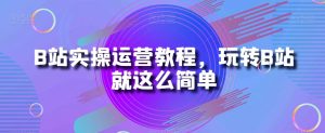 B站实操运营教程,玩转B站就这么简单-则成副业项目资源站