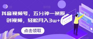 抖音视频号,五分钟一条原创视频,轻松月入3w+【独家秘诀,传授赚钱方法】【揭秘】-则成副业项目资源站