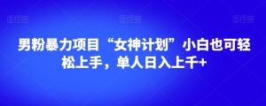 男粉暴力项目“女神计划”小白也可轻松上手,单人日入上千+【揭秘】-则成副业项目资源站