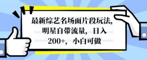 最新综艺名场面片段玩法，明星自带流量，日入200+，小白可做【揭秘】-则成副业项目资源站