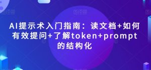 AI提示术入门指南:读文档+如何有效提问+了解token+prompt的结构化【揭秘】-则成副业项目资源站