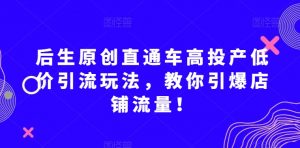 后生原创直通车高投产低价引流玩法，教你引爆店铺流量！-则成副业项目资源站