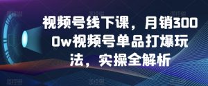 视频号线下课,月销3000w视频号单品打爆玩法,实操全解析-则成副业项目资源站