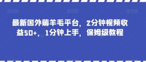 最新国外薅羊毛平台，2分钟视频收益50+，1分钟上手，保姆级教程【揭秘】-则成副业项目资源站