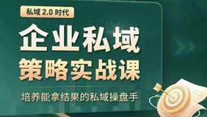 私域2.0时代:企业私域策略实战课,培养能拿结果的私域操盘手-则成副业项目资源站