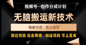 视频号无脑搬运新技术,破原创壕流量,独家方式,爆过视频,还会再爆【揭秘】-则成副业项目资源站