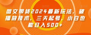 图文带货2024最新玩法，破播放技术，三天起号，小白也能日入500+【揭秘】-则成副业项目资源站