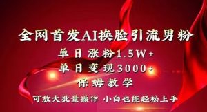 全网首发Ai换脸引流男粉,单日涨粉1.5w+,单日变现3000+,小白也能轻松上手拿结果【揭秘】-则成副业项目资源站