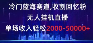 冷门蓝海赛道，收割回忆粉，无人挂机直播，单场收入轻松2000-5w+【揭秘】-则成副业项目资源站